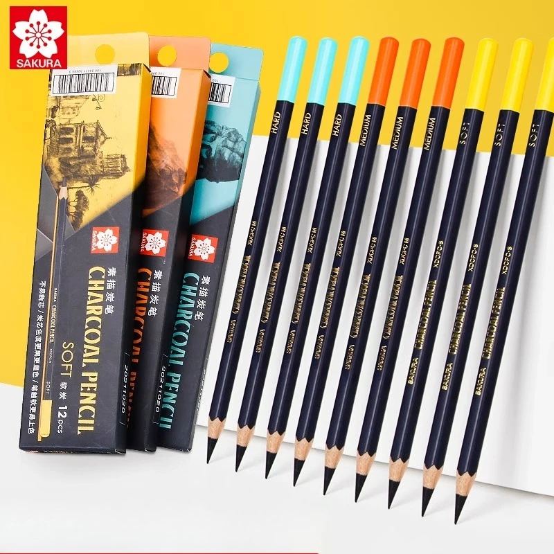 Sketching Charcoal Set - SAKURA Houtskoolpotlood Schetsen Zacht Medium Hard