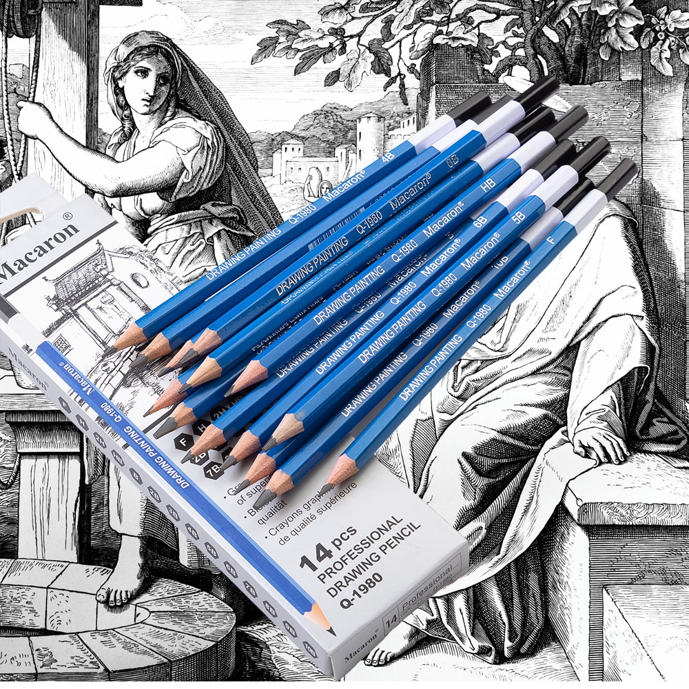 Sketching Charcoal Set - 14 Stuks Professionele Schets Houtskool Potloden