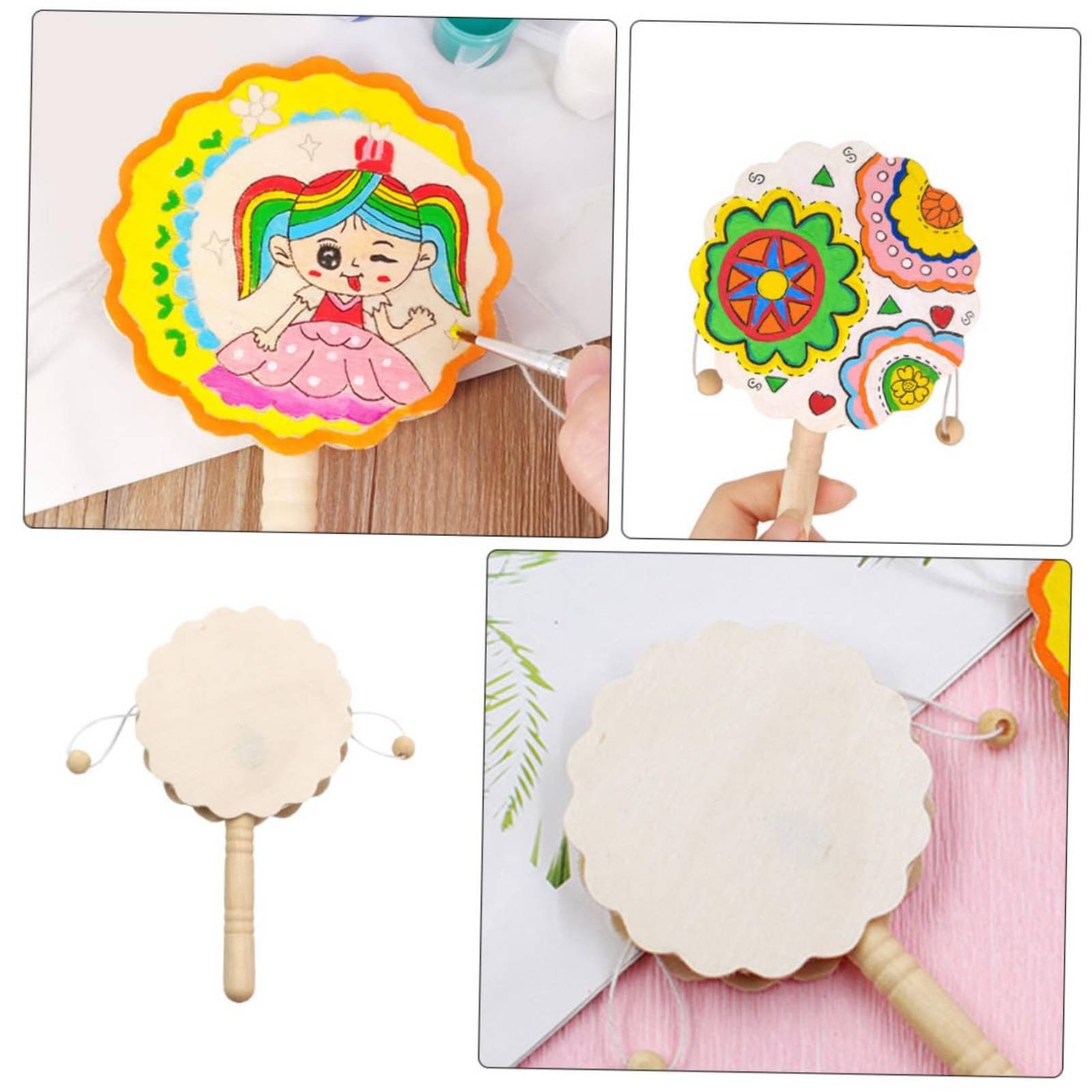 Art Craft Workshop - DIY houten rammelaar-trommel met gelijkmatig oppervlak,