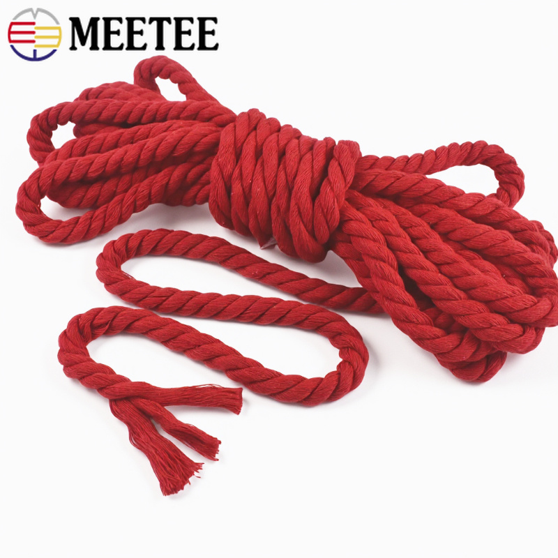 Macrame Cord Cotton - 4/5/10M Rood Katoenen Touw 3 Strand