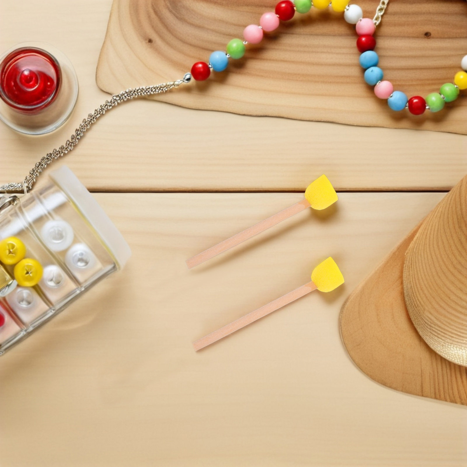 Art Craft For Preschoolers - 80 stuks ronde sponsverfkwasten met houten