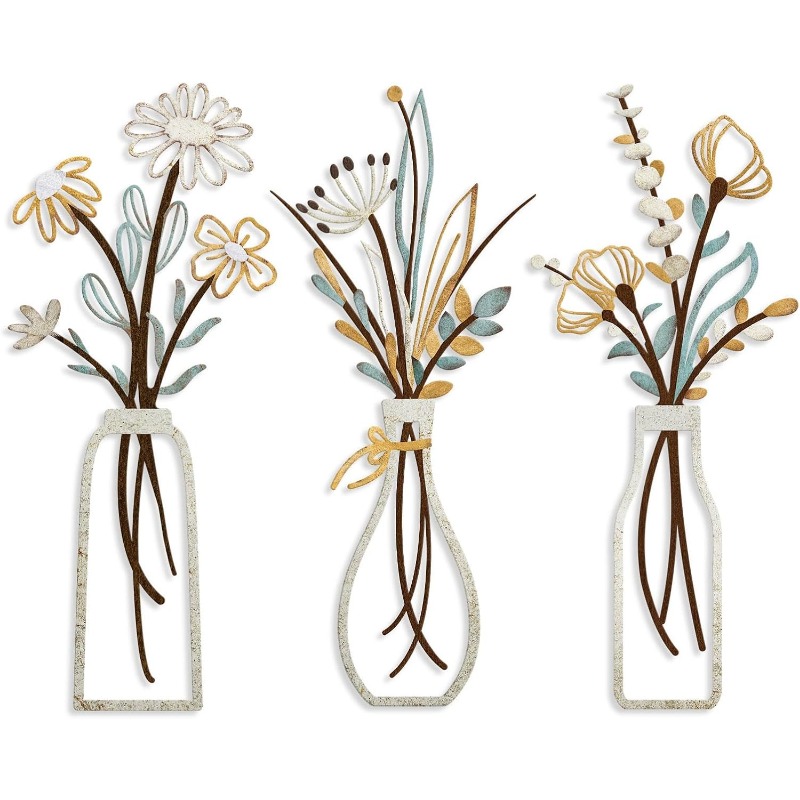 Art Craft Flower - 3 stuks metalen bloemen wanddecoratie ambachten
