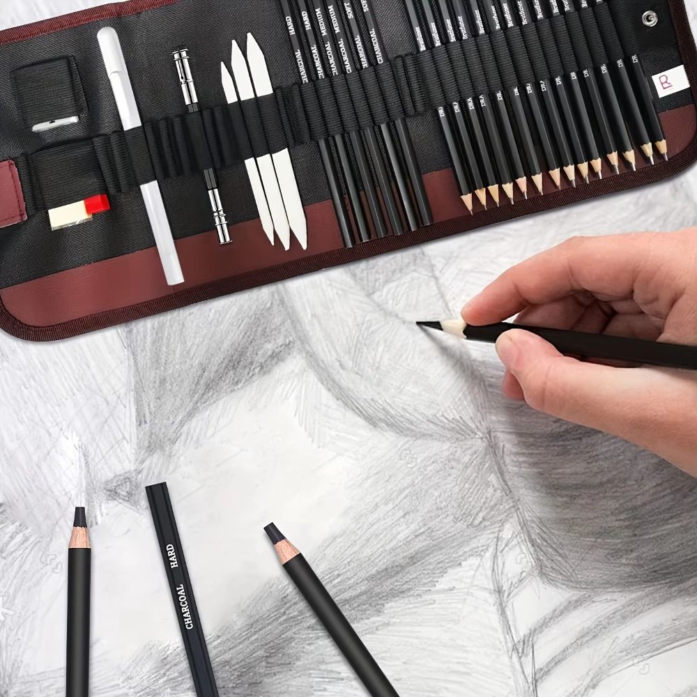 Puntenslijper, Gum Tekenset Po - Sketching Charcoal Set recensie en prijs