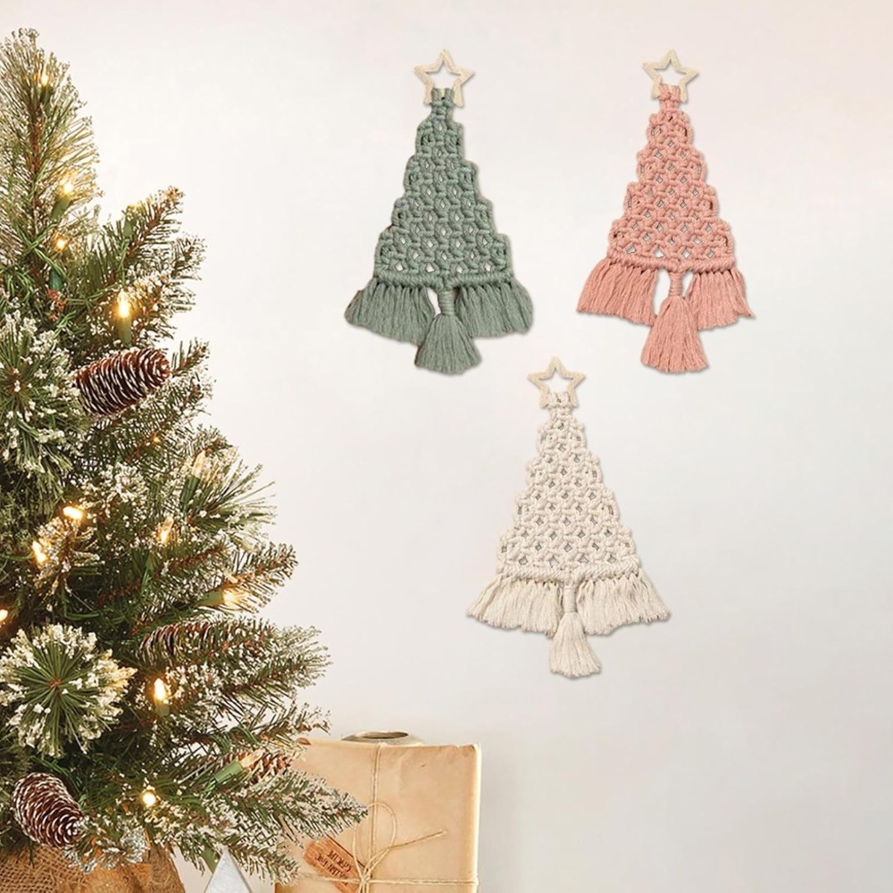 3-delige kerstboom DIY macramé - Macrame Cord Cotton recensie en prijs