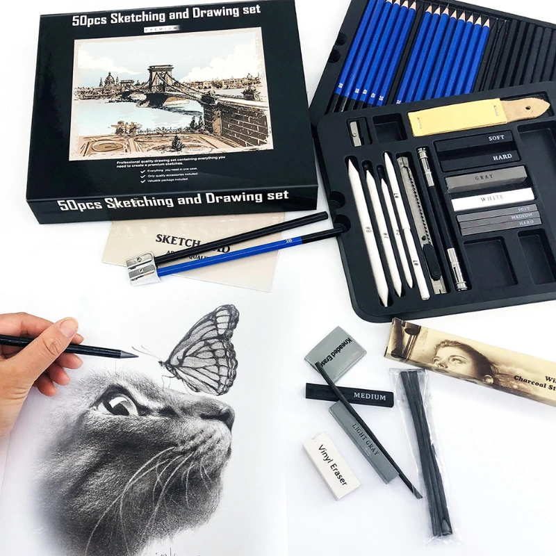 50-delige schetspotloodset Hou - Sketching Charcoal Set recensie en prijs