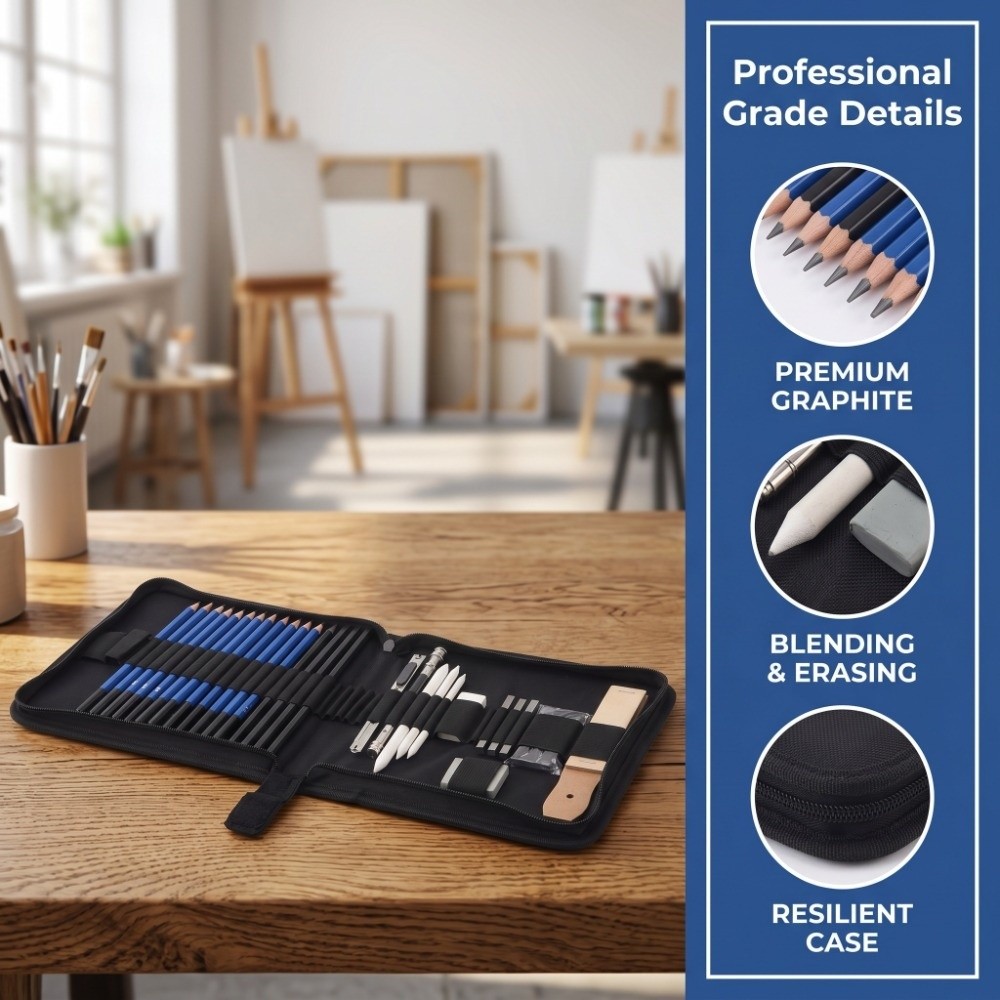 33-delige tekeningsset met opb - Sketching Charcoal Set recensie en prijs