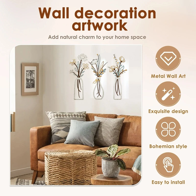 3 stuks metalen bloemen wandde - Art Craft Flower recensie en prijs