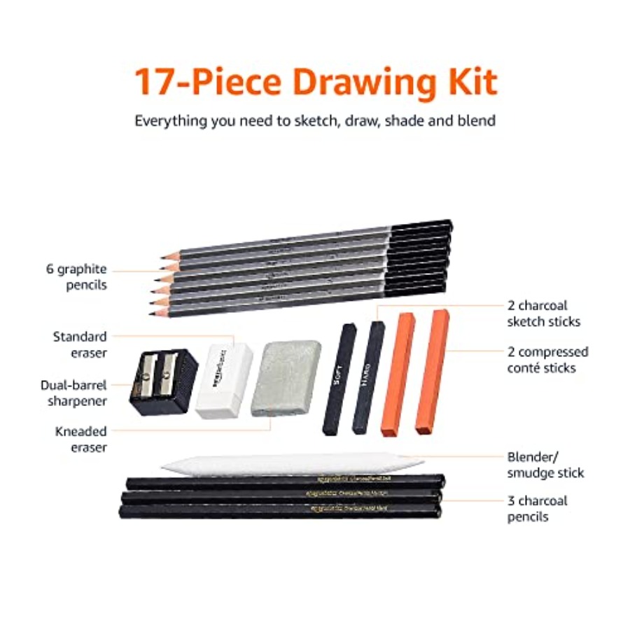 Schets- en tekenpotloodset, 17 - Sketching Charcoal Set recensie en prijs